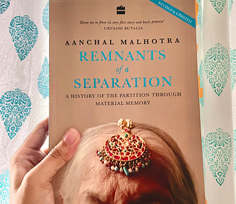 A book copy with the author’s grandmother gracing the cover with her gold maang-tikka made of stones native and unique to the North-West Frontier Province.