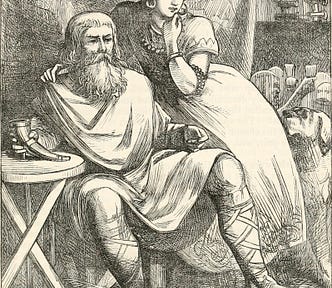 A Viking couple at home.