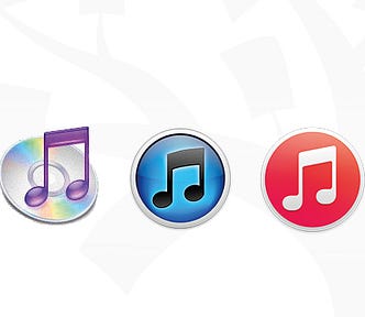 Seven versions of the Apple iTunes Logo