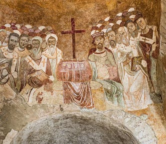 Council of Nicaea in 325, depicted in a Byzantine fresco in the basilica of St. Nicholas in Demre, Türkiye.