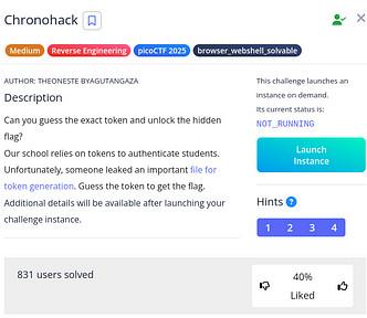 Chronohack — PicoCTF WriteUP