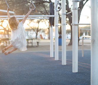 Girl playing in a playground