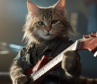 a cat playing a guitar