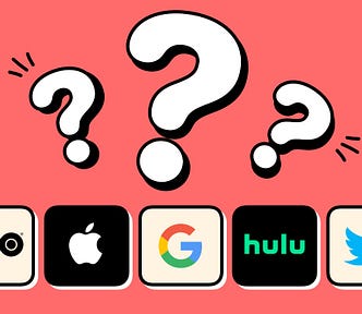 Logos of Netflix, HBO, Spotify, Twitter, Hulu, Apple and Google