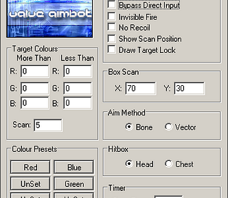 Screenshot of the software program once known as the [Valve] Aimbot.