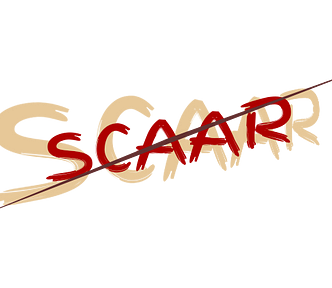 Decorative text reading “SCAAR”