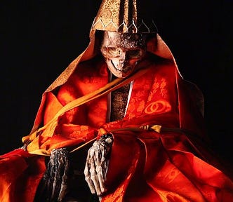 Shinnyokai Shonin was a Japanese priest of the Shugendō tradition which combines many religions in Japan into one syncretic faith. His self-mummified corpse still has its teeth intact.