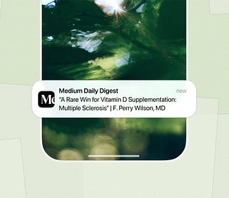 A mobile notification of the Medium Daily digest