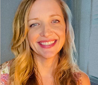 author blonde hair, lipstick