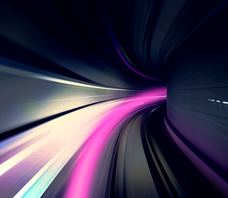 A tunnel showing a fast-moving purple blur.