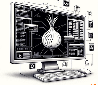 lack and white pencil sketch of a computer screen displaying a GUI for web scraping, with abstract network connections and security symbols in the background.