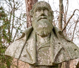 A bust of Charles Darwin — Bucharest (source: frepik premium)