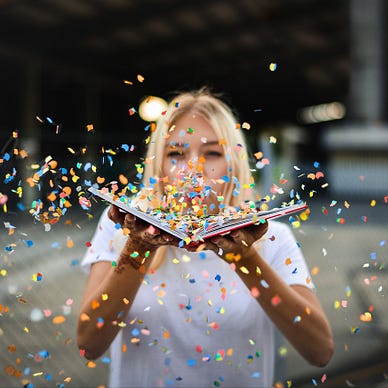 Woman, Confetti, Sparkles image