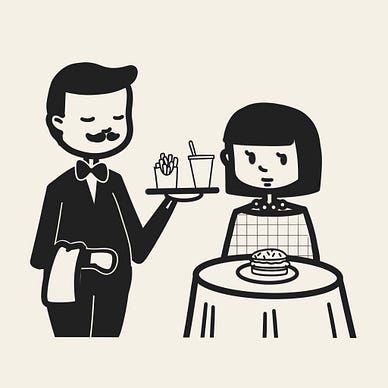 A waiter making recommendations to a customer