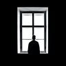 A man, standing in a dark room, staring out the window, alone. He’s probably fine.