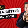 A satirical cover image in the style of an over-the-top youtube video that reads TEA WITH ARIEL & BUSTER ABOUT BOOST. There’s a cheezy exploding starburst and a picture of Ariel holding a cup of boba tea.