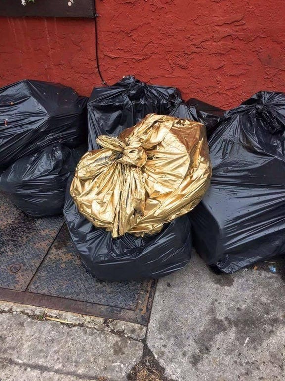 golden trash bag