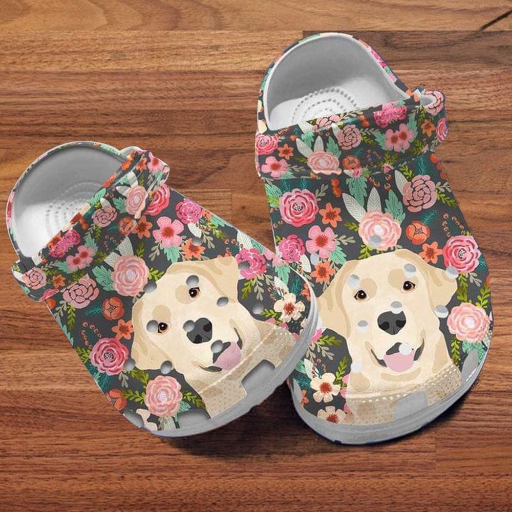 Clogs Shoe — Clog Shoe Floral Labrador Slippers Flowers Labrador Dog Art Owner Dog Mom Gift