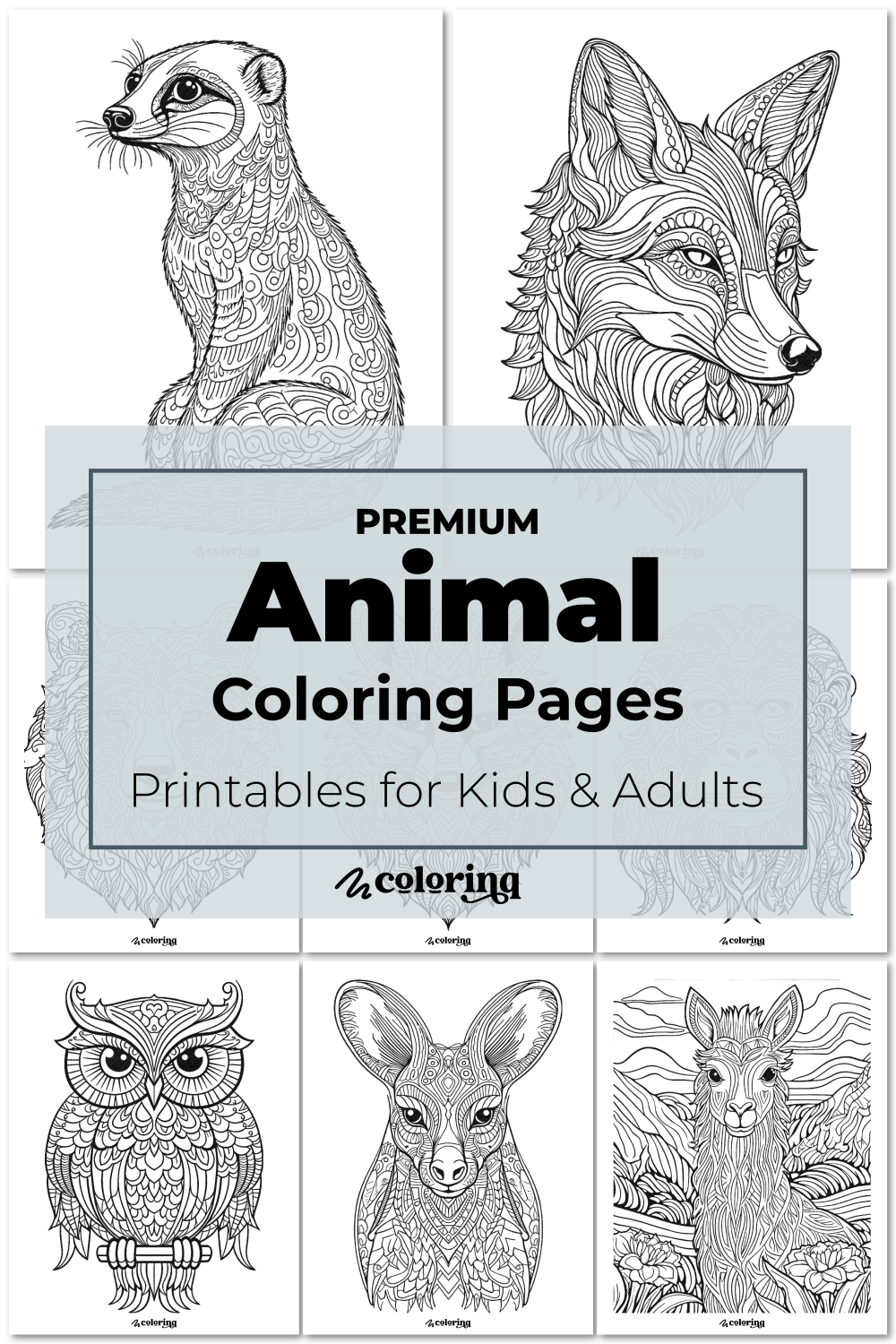 Animal Coloring Pages 52+ Premium Printables for Kids & Adults by