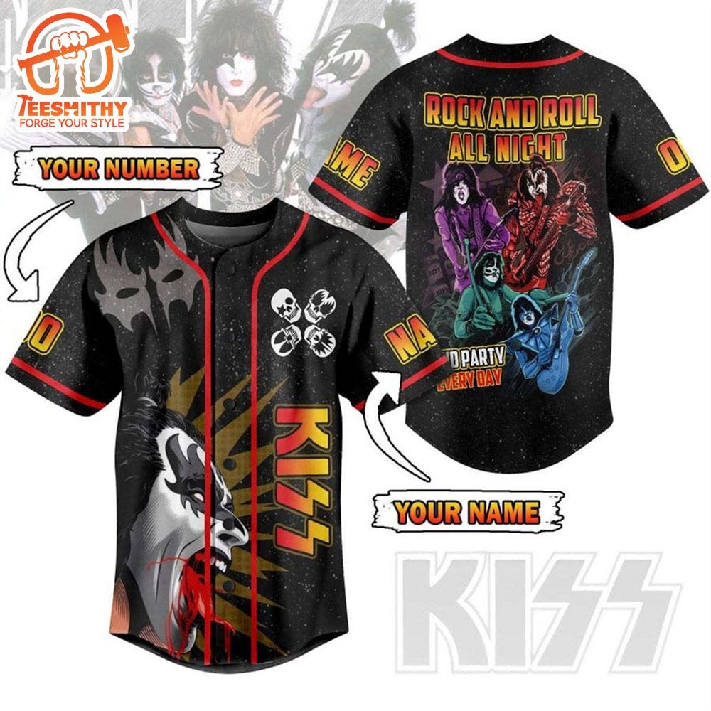 Kiss Band Rock And Roll All Night Personalized Baseball Jersey ...