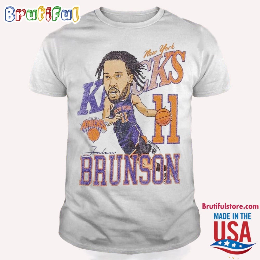 New York Knicks Jalen Brunson Caricature Chibi T Shirt - Nhlshirt - Medium