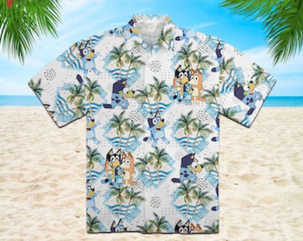 Father Day Bluey Sandcastles And Crabs Beach Printed Hawaiian Shirt