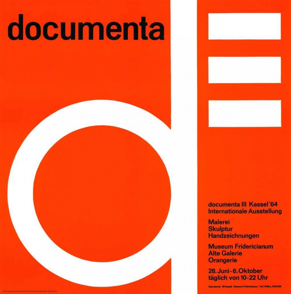 1964年第三屆卡塞爾文件展documenta III 展覽海報© documenta archiv 圖版來源：https://www.documenta-archiv.de/de/forschung/51/documenta-geschichte/110/3