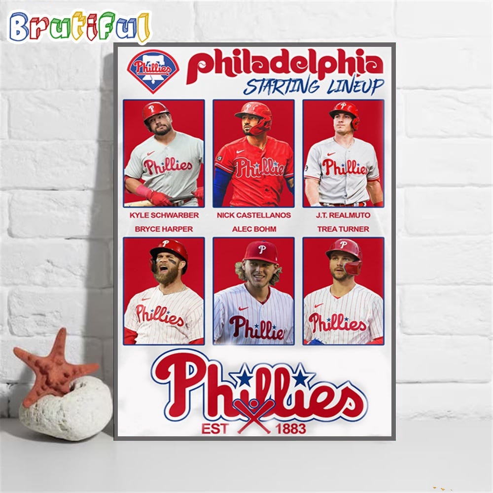 Philadelphia Phillies Starting Lineup Est 1883 Wall Art Poster Canvas
