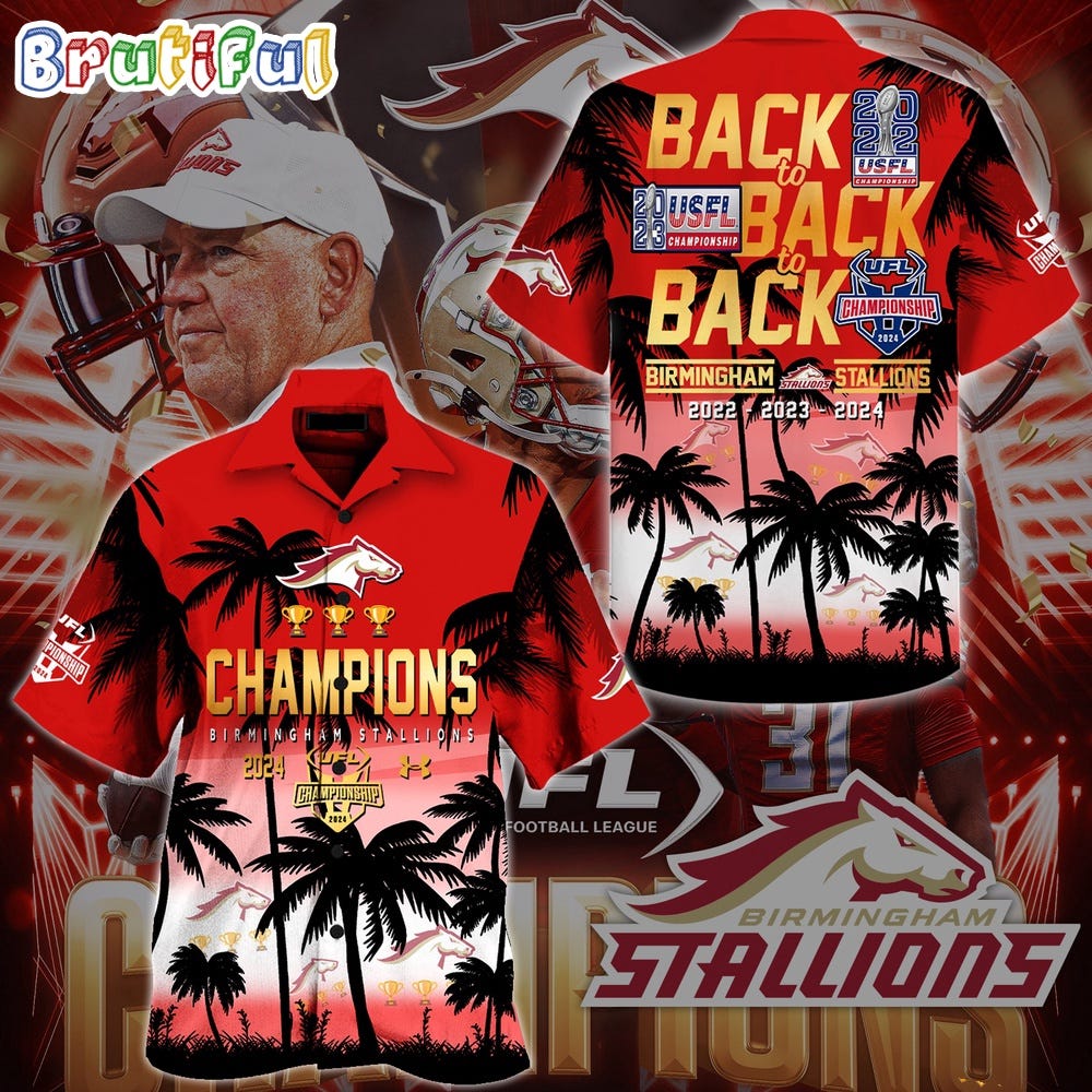 UFL Birmingham Stallions 2024 Back To Back To Back Champions Hawaiian ...