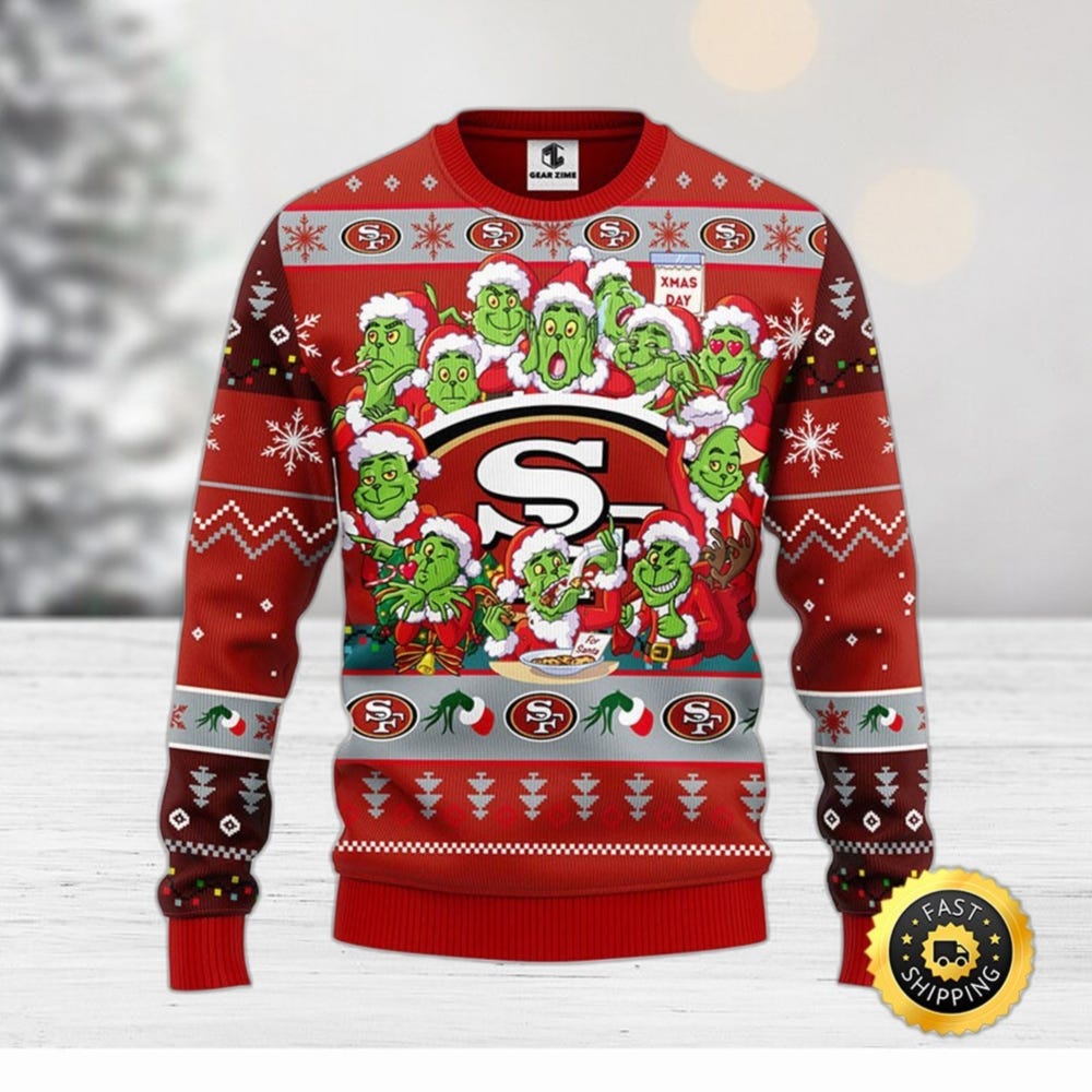 San Francisco 49ers Christmas Ugly Sweater Print 12 Grinch Xmas Day Show  Your Team Spirit | by Agosippay | Oct, 2023 | Medium