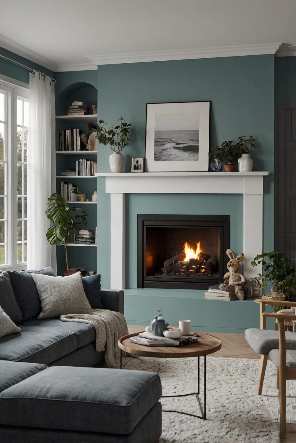 Create A Coastal Living Room With A Fireplace That Blends Scandinavian 