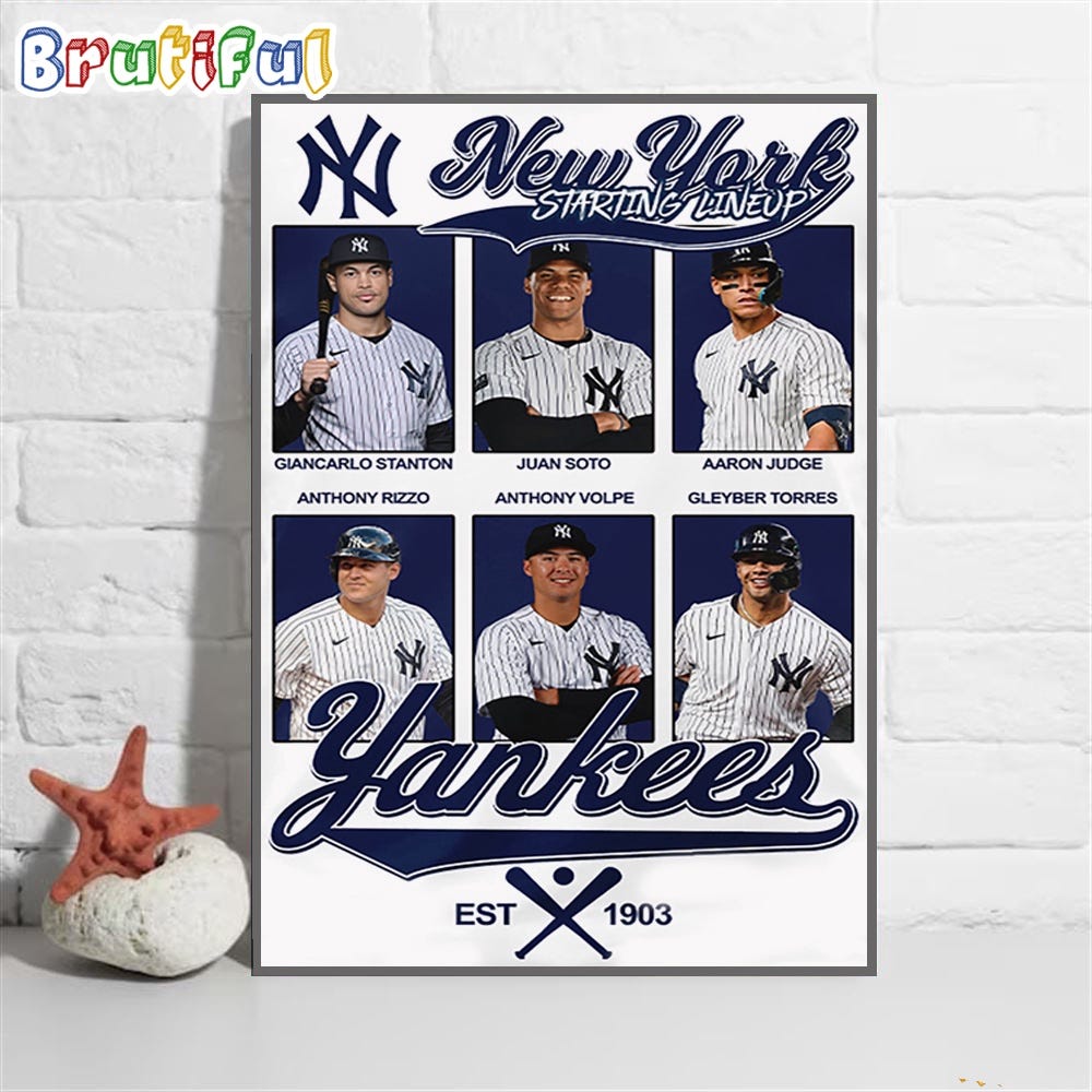 New York Yankees Starting Lineup Est 1903 Wall Art Poster Canvas by