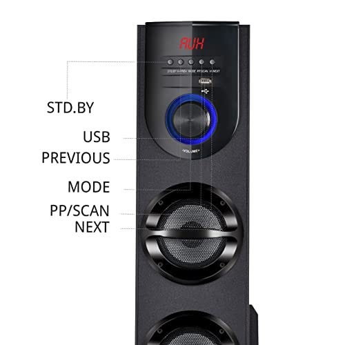 Akai HA-TS60 60W Bluetooth Tower Speaker Wooden Cabinet 5.25" Subwoofer,  4.0" Dual Mid Range Speaker Full Control Remote Led Display USB FM Party  Speaker Home Theatre Extreme bass Karaoke Support with Wireless