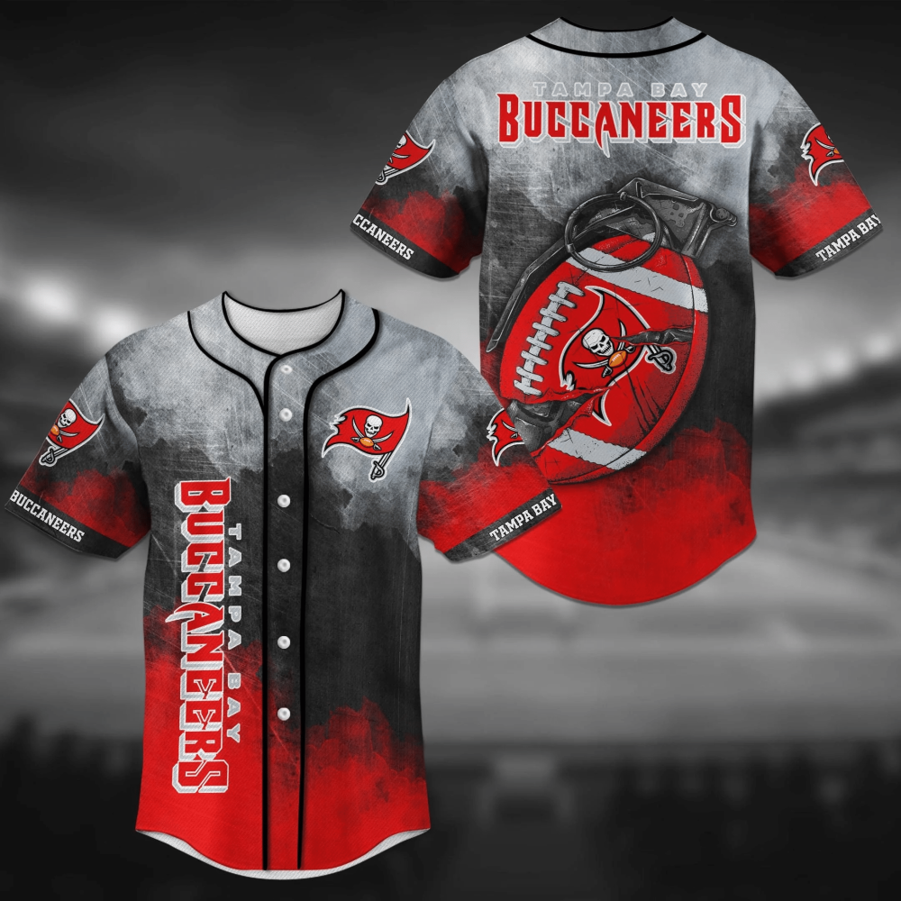 Tampa Bay Buccaneers NFL Baseball Jersey Shirt In Grenade Design For ...