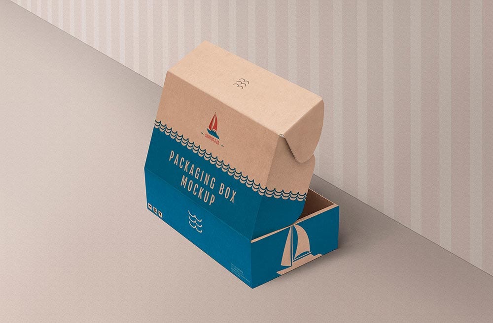 338+ Free Download Incredible Kraft Carton Box Mockup — Half Side View