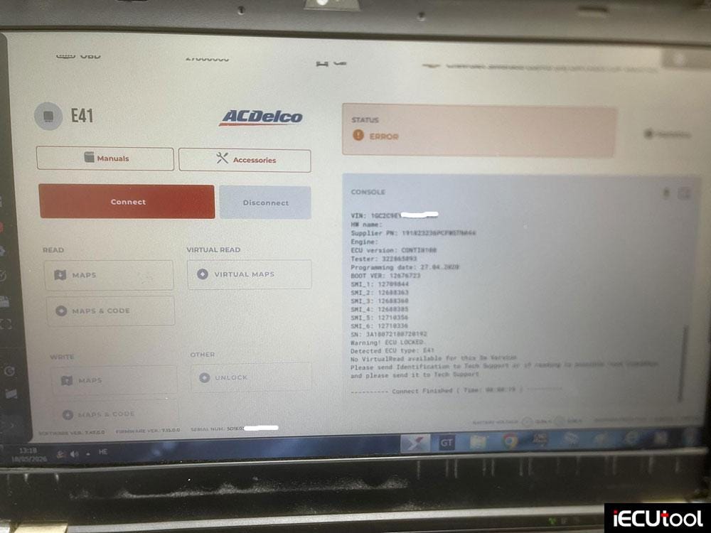 MMS Flex Cannot Connect GM Acdelco E41 via OBD Bench Solution