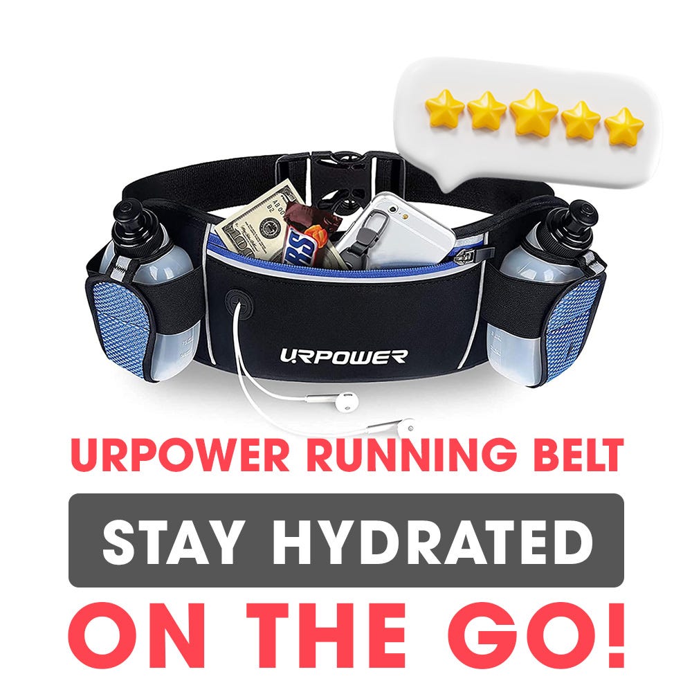 URPOWER Running Belt with Water Bottles Stay Hydrated on the Go