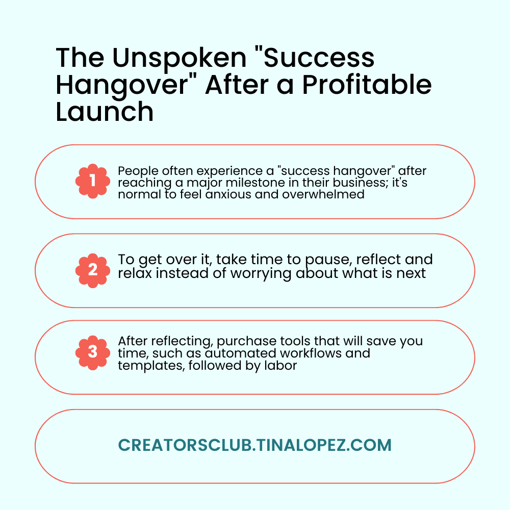 The Unspoken “Success Hangover” After a Profitable Launch, by Tina Lopez, Writers' Blokke