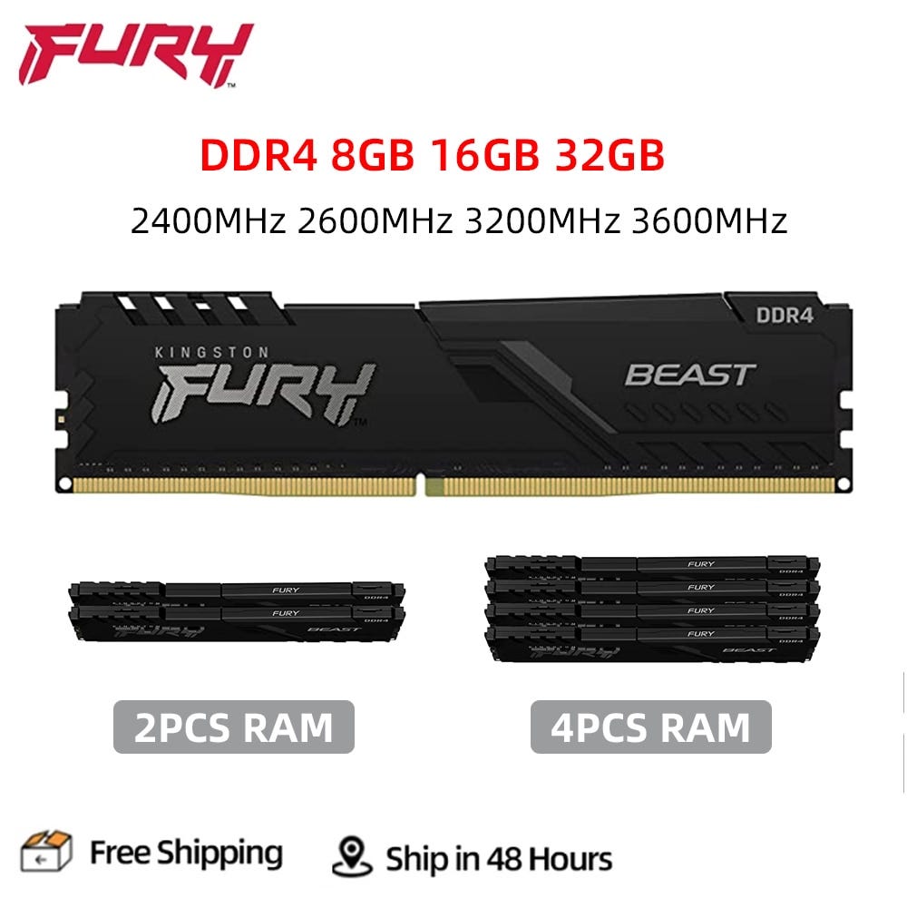 Top 5 Kingston Fury Beast DDR4 8GB 16GB 32GB 3200 2400 2666 3600MHz ...