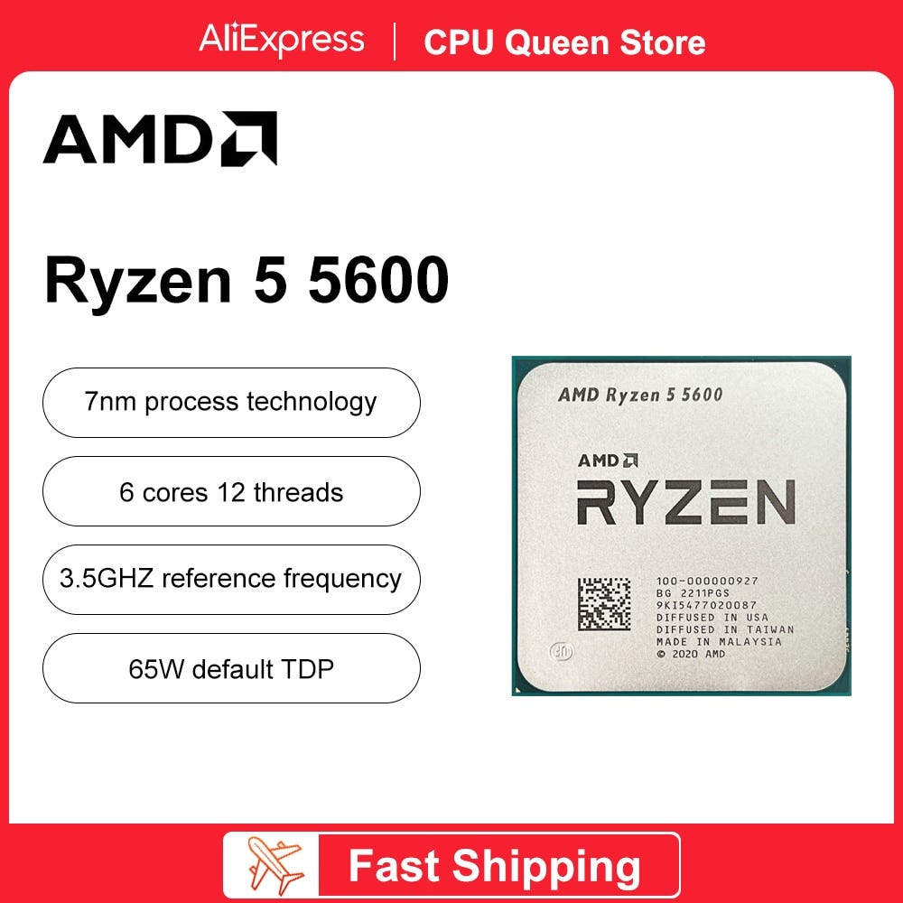 Top 5 AMD New Ryzen 5 5600 R5 5600 3.5GHz 6 Core 12 Thread CPU Processor  7NM L3=32M 100–000000927 Socket AMD AM4 Gaming processador — USD 158.35, by Zara W