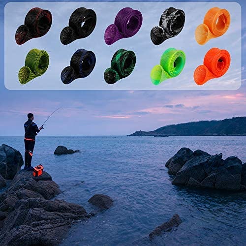 12Pcs Rod Sock Fishing Rod Sleeve Rod Cover Braided Mesh Rod Protector Pole  Gloves Fishing Tools. Flat or Pointed End/Spinning or Casting Rods. for  Casting Sea Fishing Rod/Spinning Fishing Rod