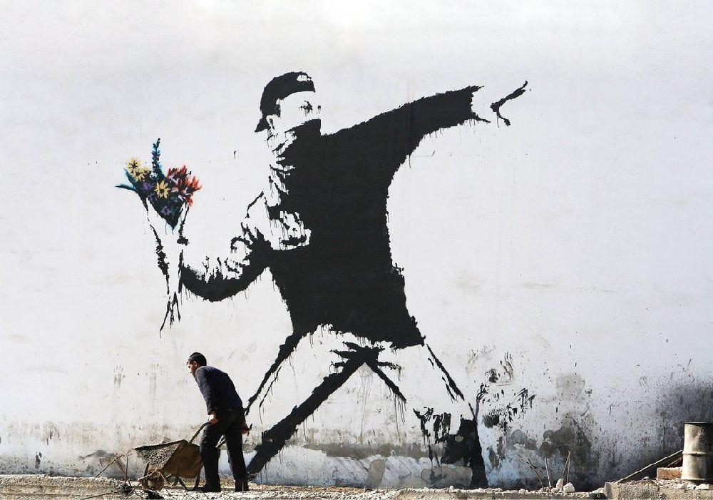 Banksy Flower Thrower Street Graffiti Street Canvas Print Wall 