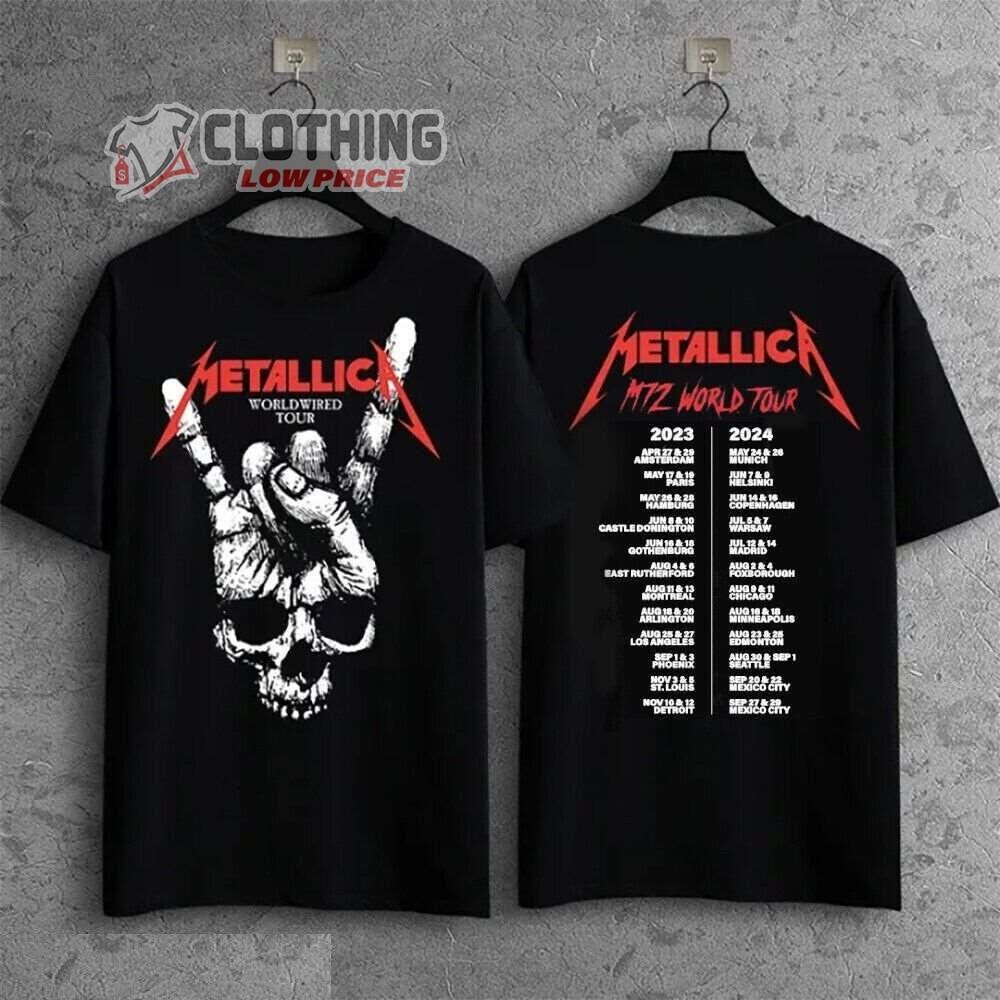 Metallica Worldwired Tour Merch, Metallica Band Thrash Metal Tour 2023–2024  Shirt, M72 World Tour T-Shirt - Clothinglowprice Store - Medium