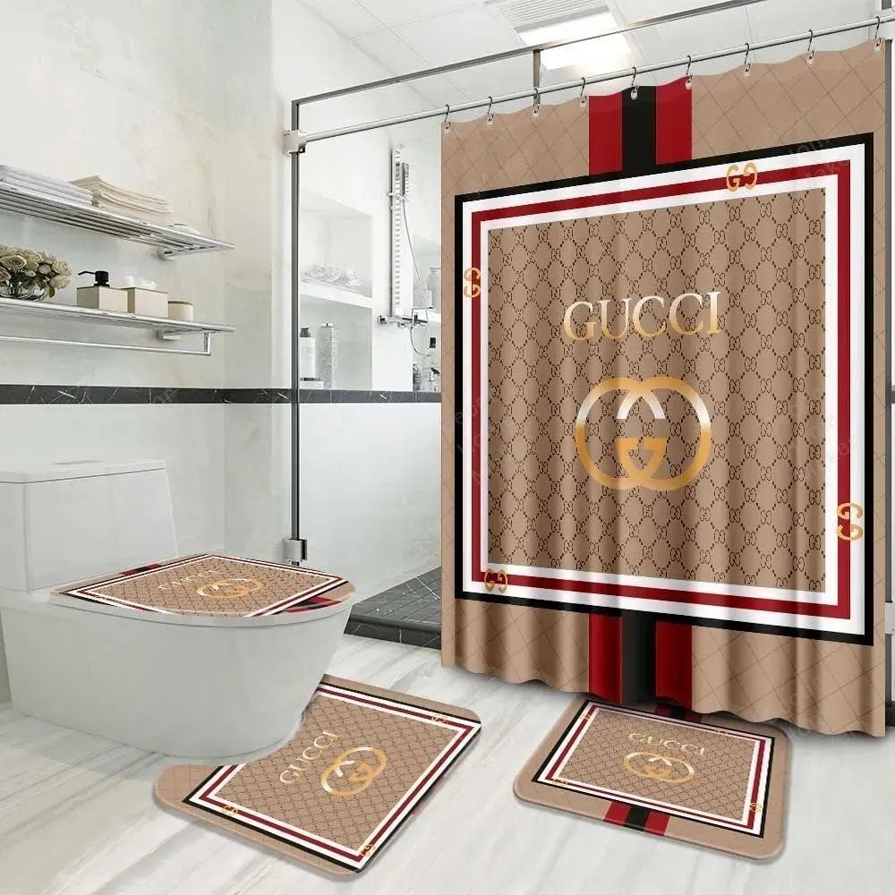 Gucci Bathroom Set Luxury Fashion Brand Bath Mat Home Decor PY by