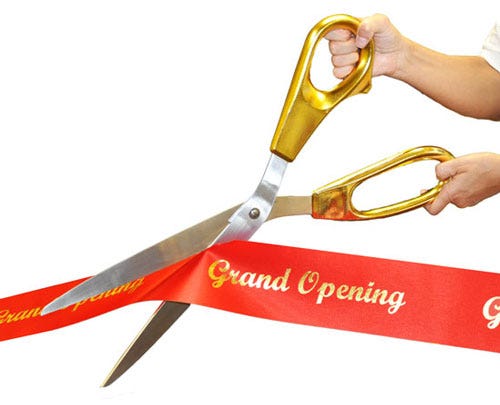 25 Black Ribbon Cutting Scissors with Silver Blades