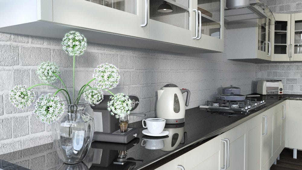 small kitchen with quartz countertops