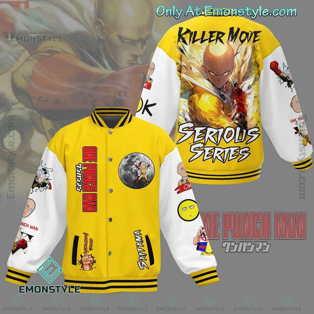 One-Punch Man Saitama Killer Move Serious Series Baseball Jacket 