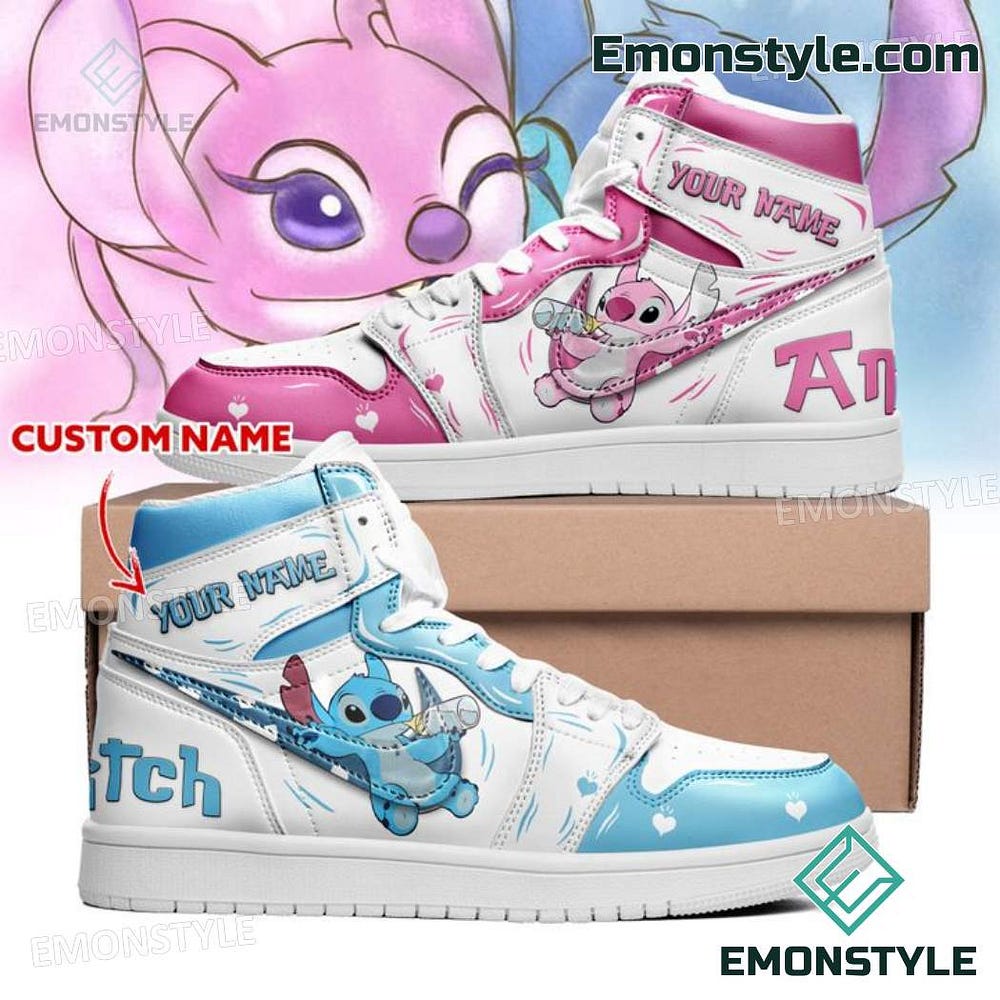 Style and Love with Personalized Stitch and Angel Couple Air Jordan
