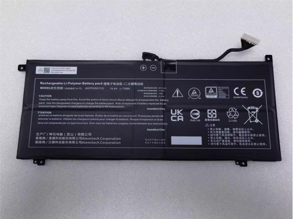 Hoogwaardige vervangbare batterij CLEVO V540BAT-4–73 4675mah/73Wh 15.4V