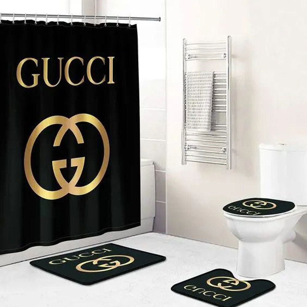 Gucci Black Bathroom Set Hypebeast Bath Mat Luxury Fashion Brand Home